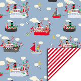 HOP Inpakpapier Sint - Pakjesboot Blue / Stripes Red