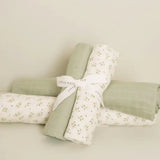 Little Dutch 2-Pack Swaddle 70x70cm - Blueberry Leaves / Sage