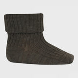 MP Denmark Wollen Sokken Rib - Brown Melange