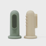 Mushie 2-Pack Vingertandenborstels - Cambridge Blue / Shifting Sand