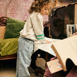 Daily7 Girls Jeans Wide Fit Strikjes - Denim Blue