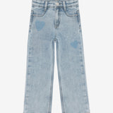 Daily7 Girls Spijkerbroek Wide Fit Hartjes Light Blue