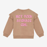 Daily7 Girls Sweater Backprint Ruffle - Brown