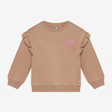 Daily7 Girls Sweater Backprint Ruffle - Brown