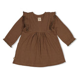 Feetje Jurk Ribstof Donkerbruin - Lucky Bloombird