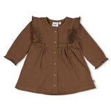 Feetje Jurk Ribstof Donkerbruin - Lucky Bloombird