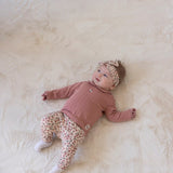 Feetje Longsleeve Pointelle Rib Mauve - Woodland Bloom