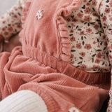 Feetje Tuinbroek Kort Velours Rib - Woodland Bloom