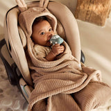 Jollein Wikkeldeken Bunny Cloudy Rib - Milkey Coffee