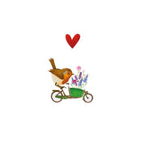 Kaart Yon - Roodborstje Met Fiets En Bloemen