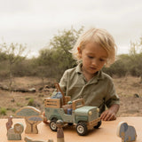 Little Dutch Houten Safari Auto Met Dieren - Safari Friends