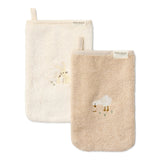 Little Dutch Set Van 2 Washandjes Geborduurd - Little Goose / Little Bunny