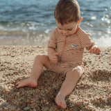 Little Dutch Zwempak Korte Mouwen - Ocean Brown Stripes