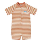 Little Dutch Zwempak Korte Mouwen - Ocean Brown Stripes
