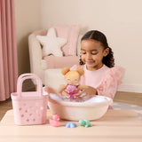PRE-ORDER - Lullababy Badpop Meisje Blond Haar In Mandje