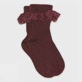 MP Denmark Wollen Sokken Lea Lace - Wine Red