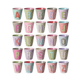 Rice Melamine Beker - Letters - Flowers - Medium