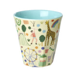 Rice Melamine Beker- Circus Print - Mint - Medium