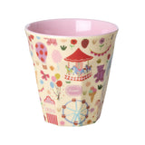 Rice Melamine Beker - Circus Print - Roze - Medium