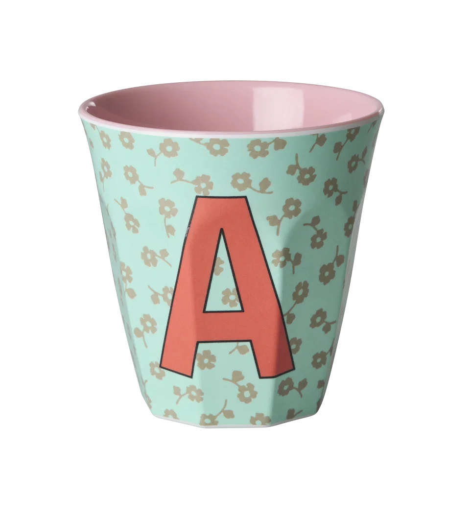 Rice Melamine Beker - Letters - Flowers - Medium