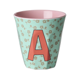 Rice Melamine Beker - Letters - Flowers - Medium