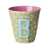 Rice Melamine Beker - Letters - Flowers - Medium