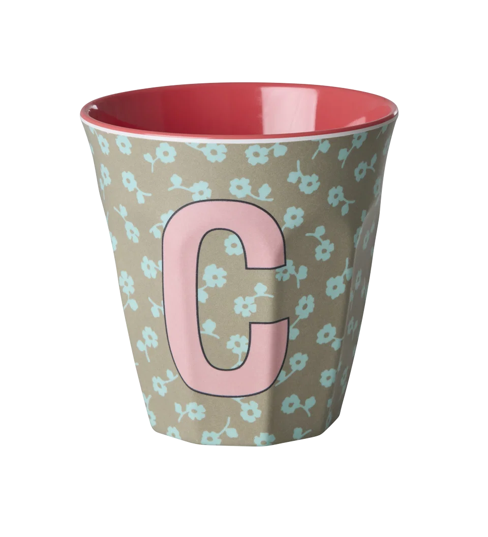 Rice Melamine Beker - Letters - Flowers - Medium