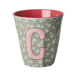 Rice Melamine Beker - Letters - Flowers - Medium