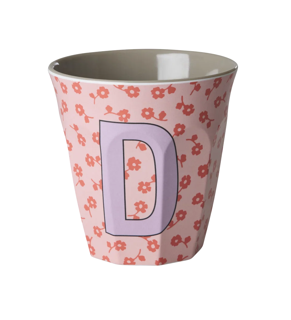 Rice Melamine Beker - Letters - Flowers - Medium