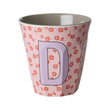 Rice Melamine Beker - Letters - Flowers - Medium