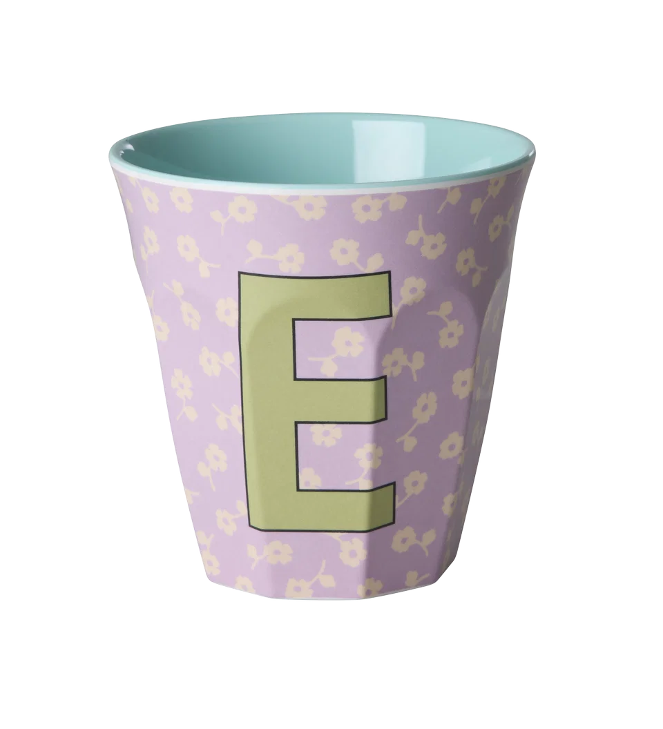 Rice Melamine Beker - Letters - Flowers - Medium