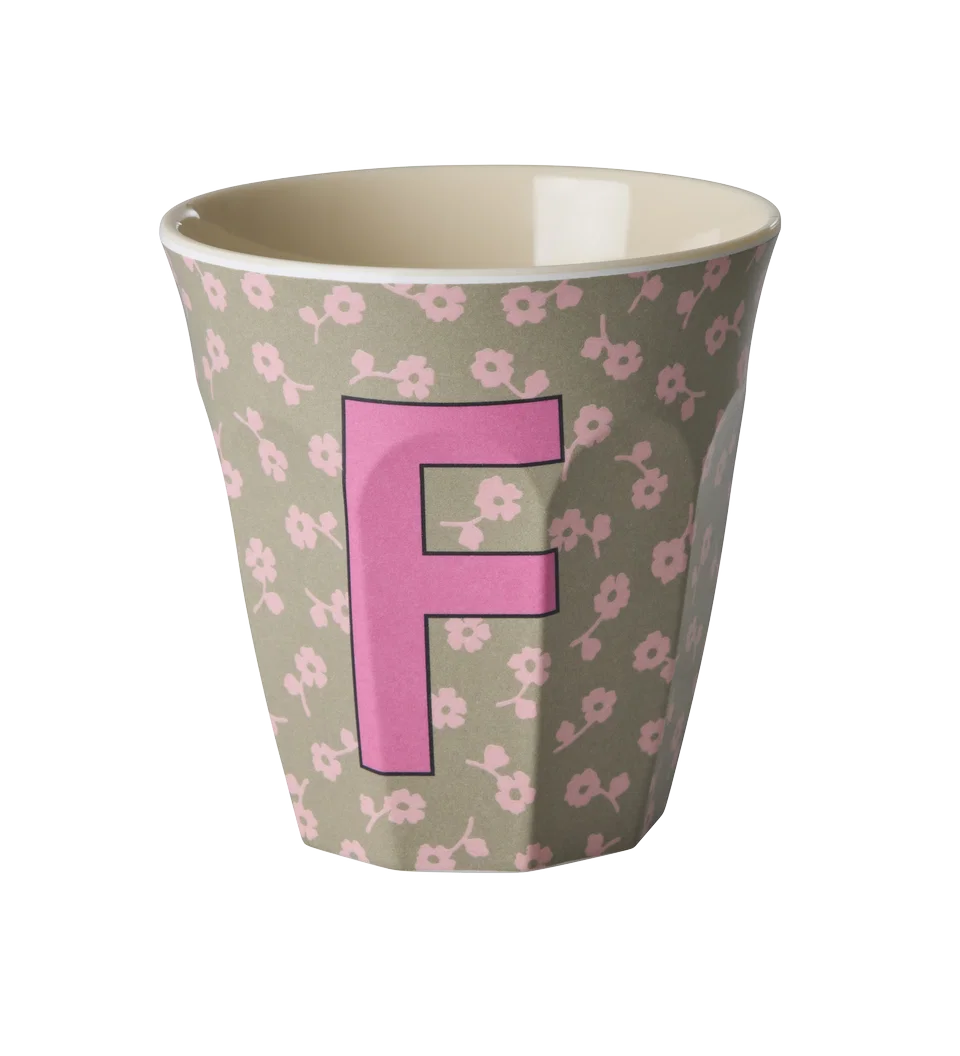Rice Melamine Beker - Letters - Flowers - Medium
