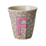 Rice Melamine Beker - Letters - Flowers - Medium
