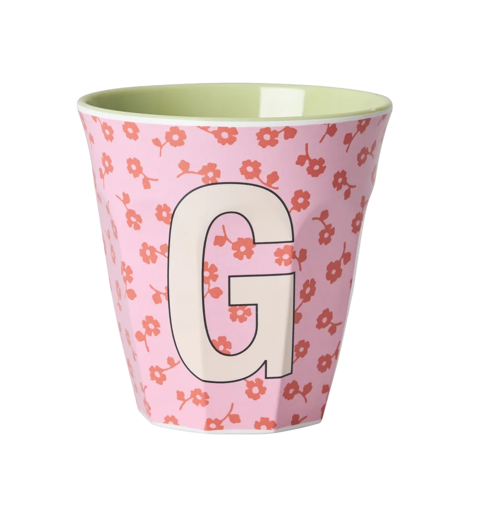 Rice Melamine Beker - Letters - Flowers - Medium