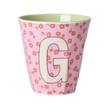 Rice Melamine Beker - Letters - Flowers - Medium