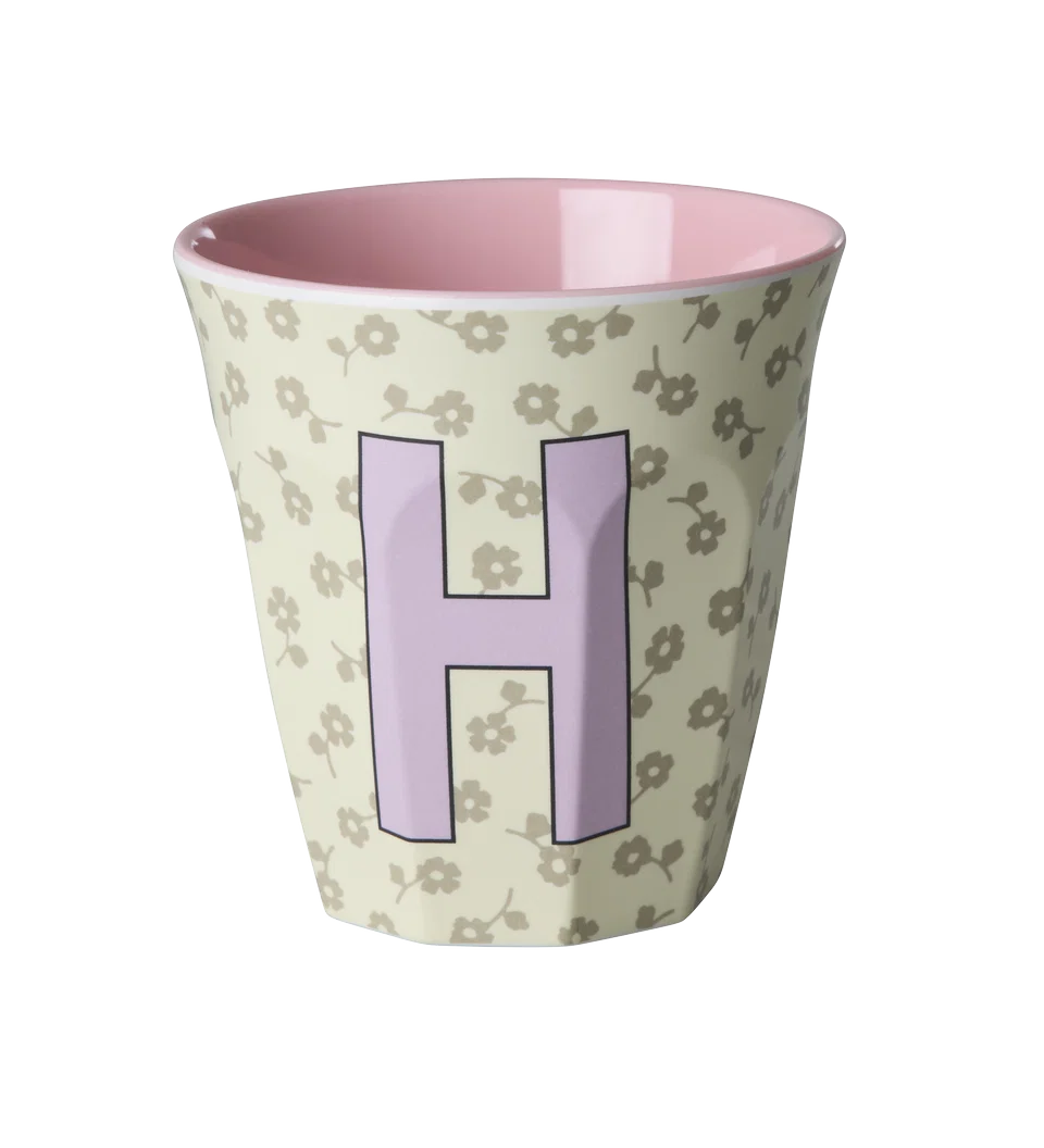 Rice Melamine Beker - Letters - Flowers - Medium
