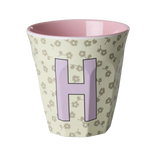 Rice Melamine Beker - Letters - Flowers - Medium
