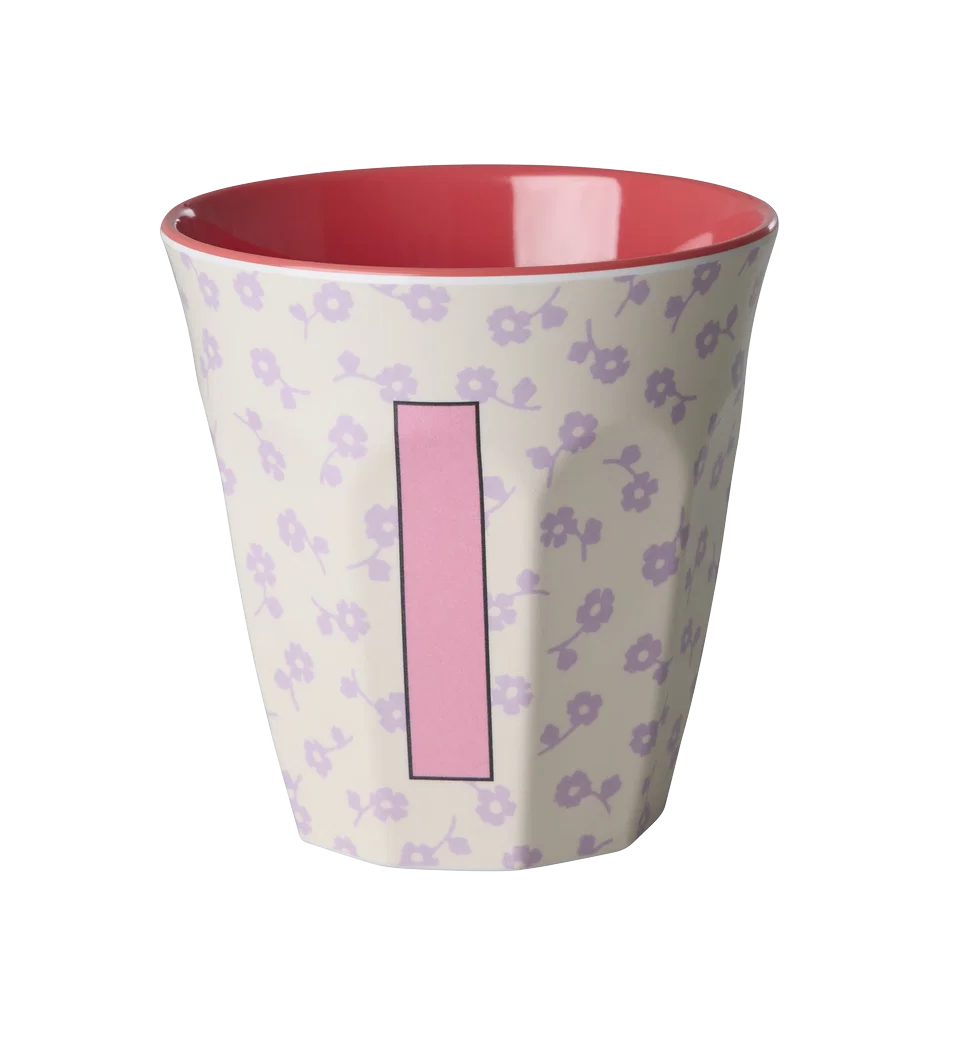 Rice Melamine Beker - Letters - Flowers - Medium