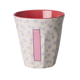 Rice Melamine Beker - Letters - Flowers - Medium