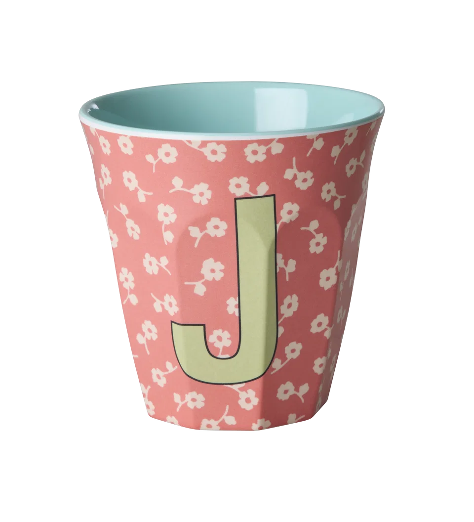 Rice Melamine Beker - Letters - Flowers - Medium
