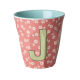 Rice Melamine Beker - Letters - Flowers - Medium