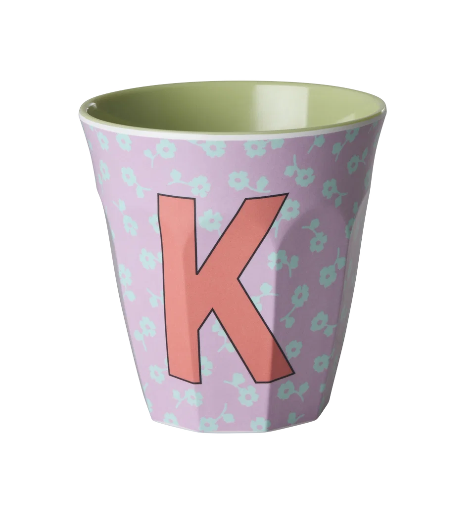 Rice Melamine Beker - Letters - Flowers - Medium