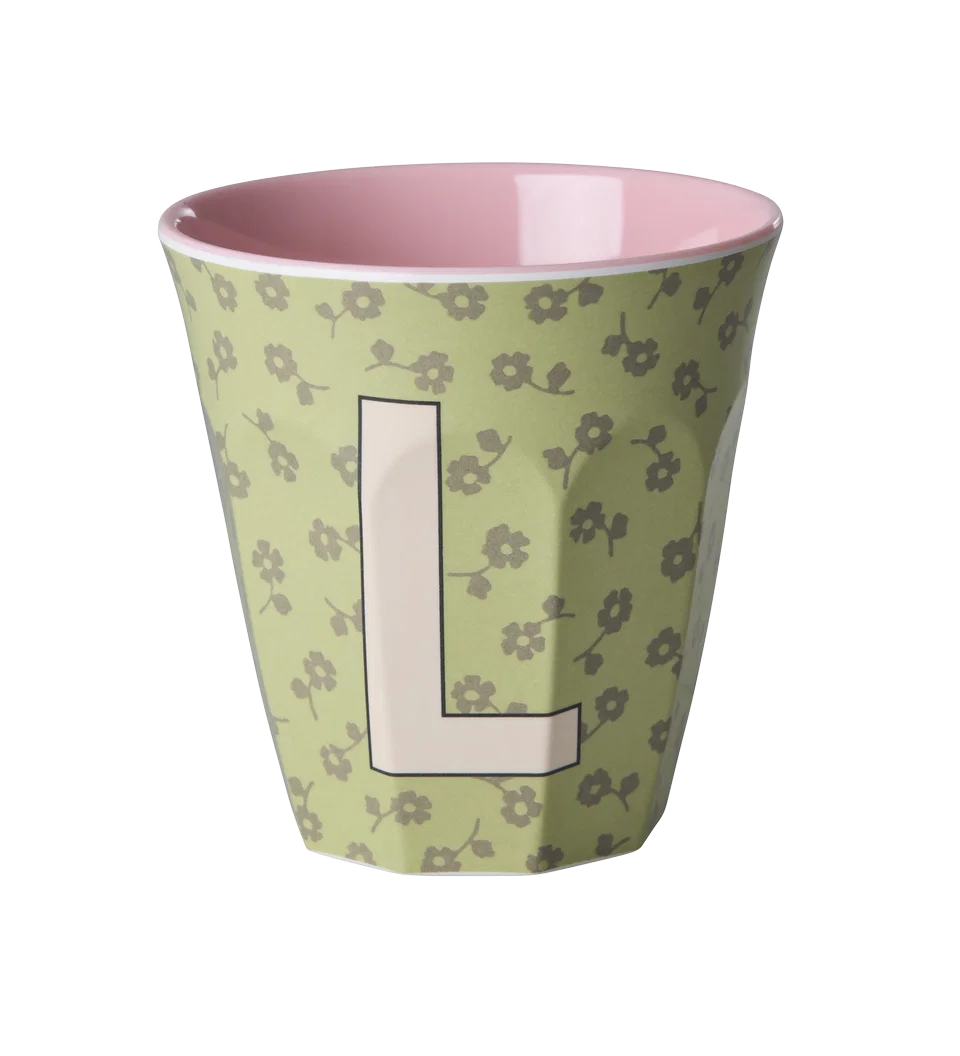 Rice Melamine Beker - Letters - Flowers - Medium