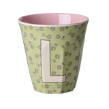 Rice Melamine Beker - Letters - Flowers - Medium
