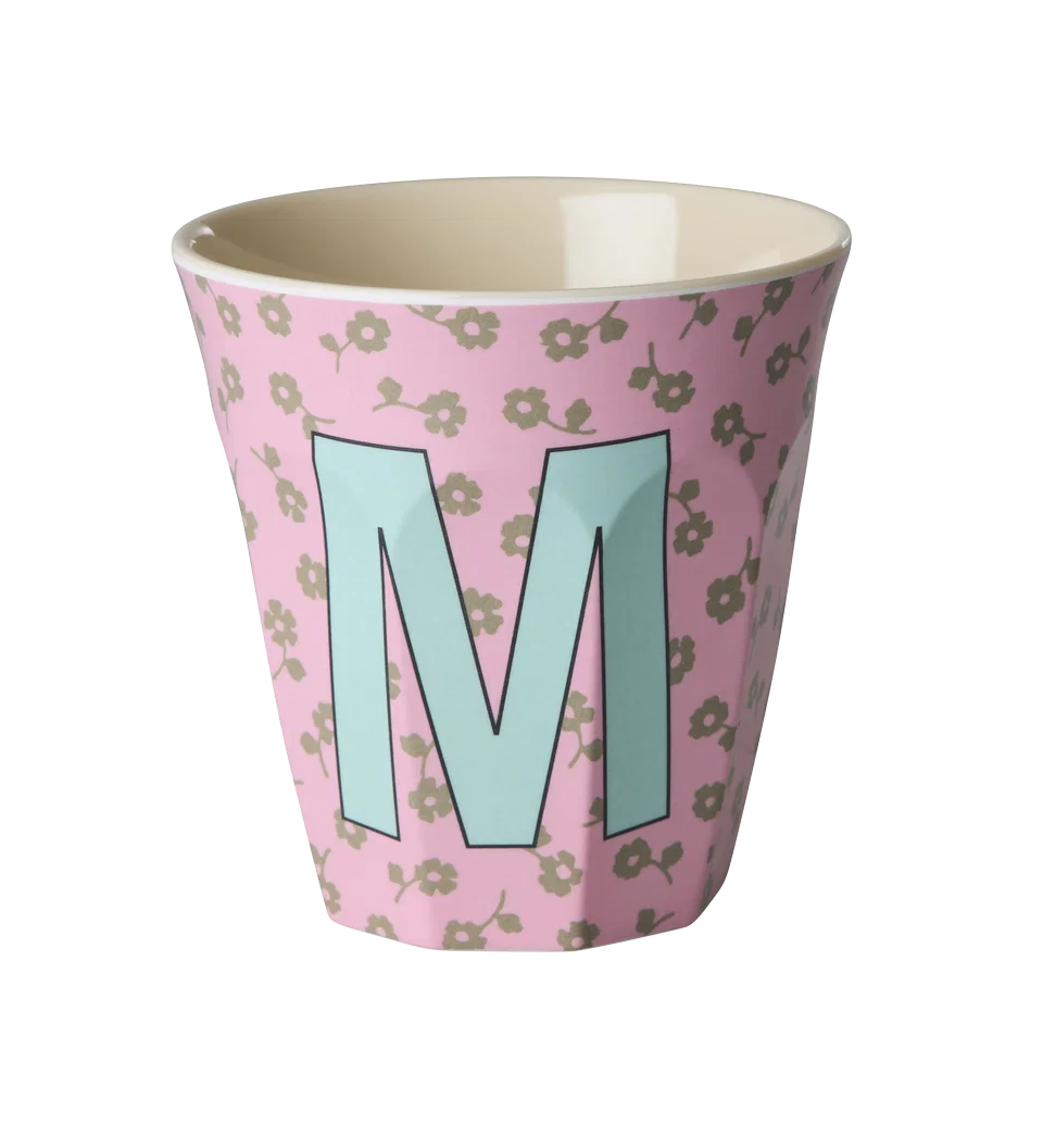 Rice Melamine Beker - Letters - Flowers - Medium