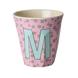 Rice Melamine Beker - Letters - Flowers - Medium