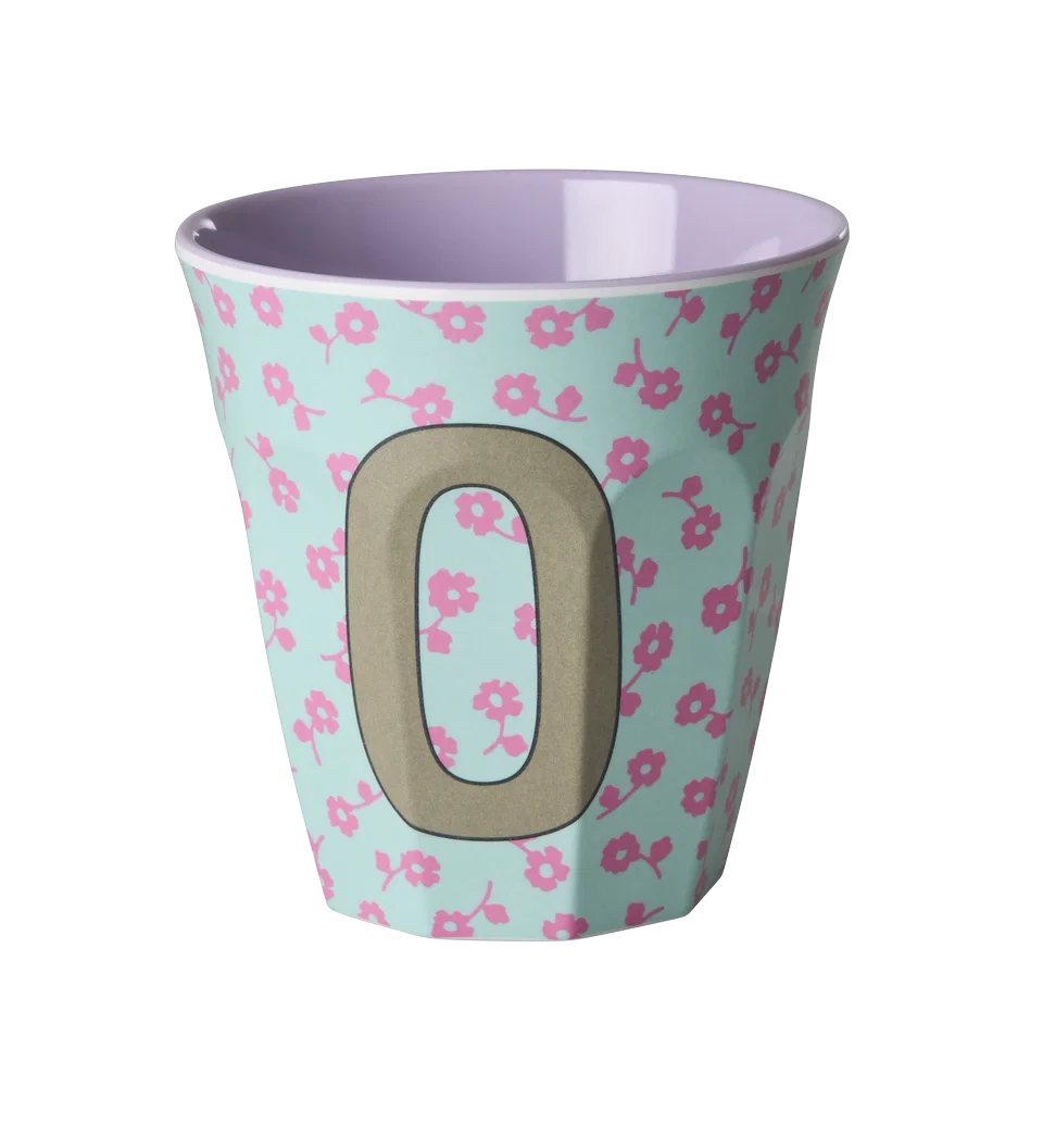 Rice Melamine Beker - Letters - Flowers - Medium