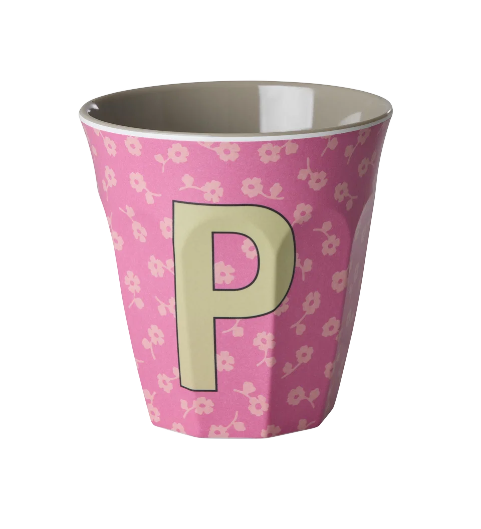 Rice Melamine Beker - Letters - Flowers - Medium