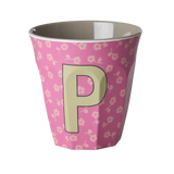 Rice Melamine Beker - Letters - Flowers - Medium