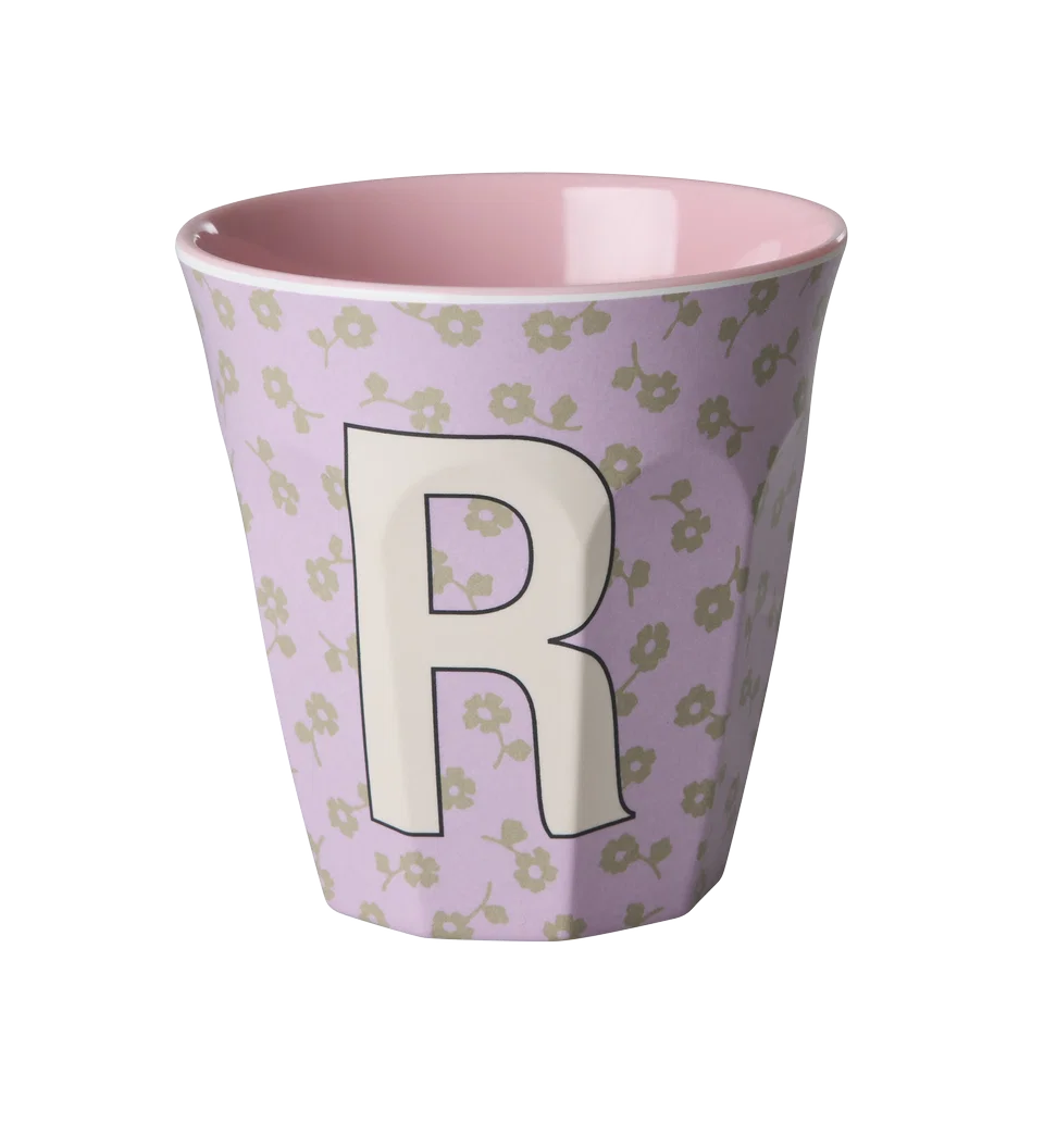 Rice Melamine Beker - Letters - Flowers - Medium